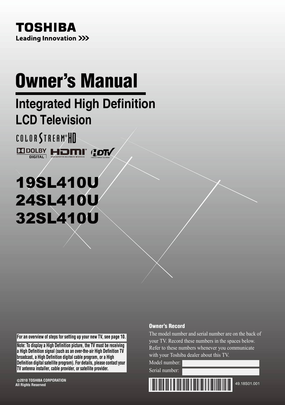 Toshiba 32SL410U User Manual | 62 pages