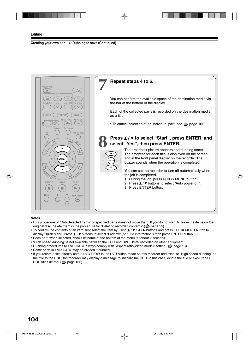 Toshiba RD-XS55KU User Manual | Page 104 / 199