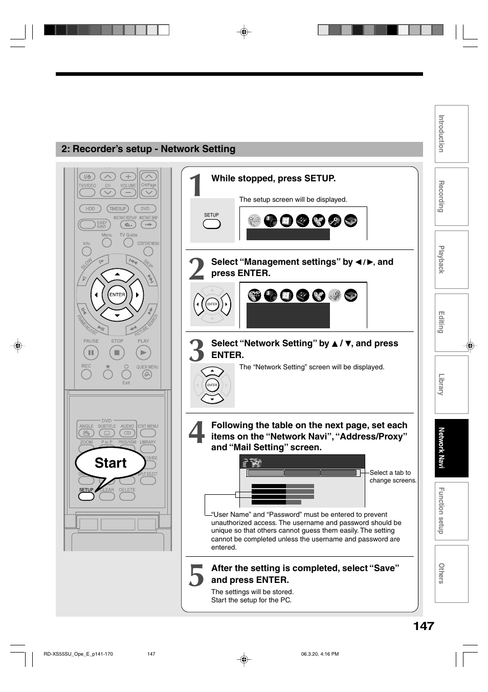 Start | Toshiba RD-XS55KU User Manual | Page 147 / 199