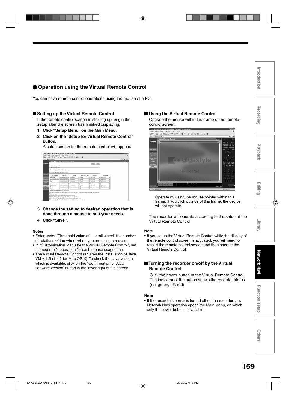 Operation using the virtual remote control | Toshiba RD-XS55KU User Manual | Page 159 / 199
