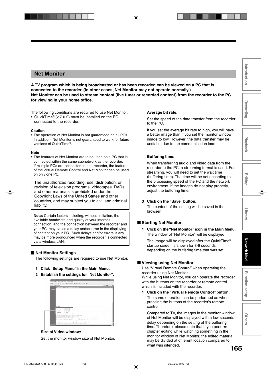 Net monitor | Toshiba RD-XS55KU User Manual | Page 165 / 199
