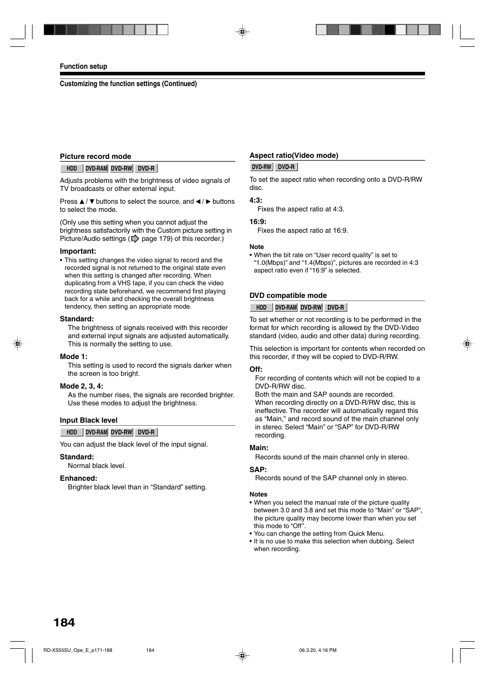 Toshiba RD-XS55KU User Manual | Page 184 / 199
