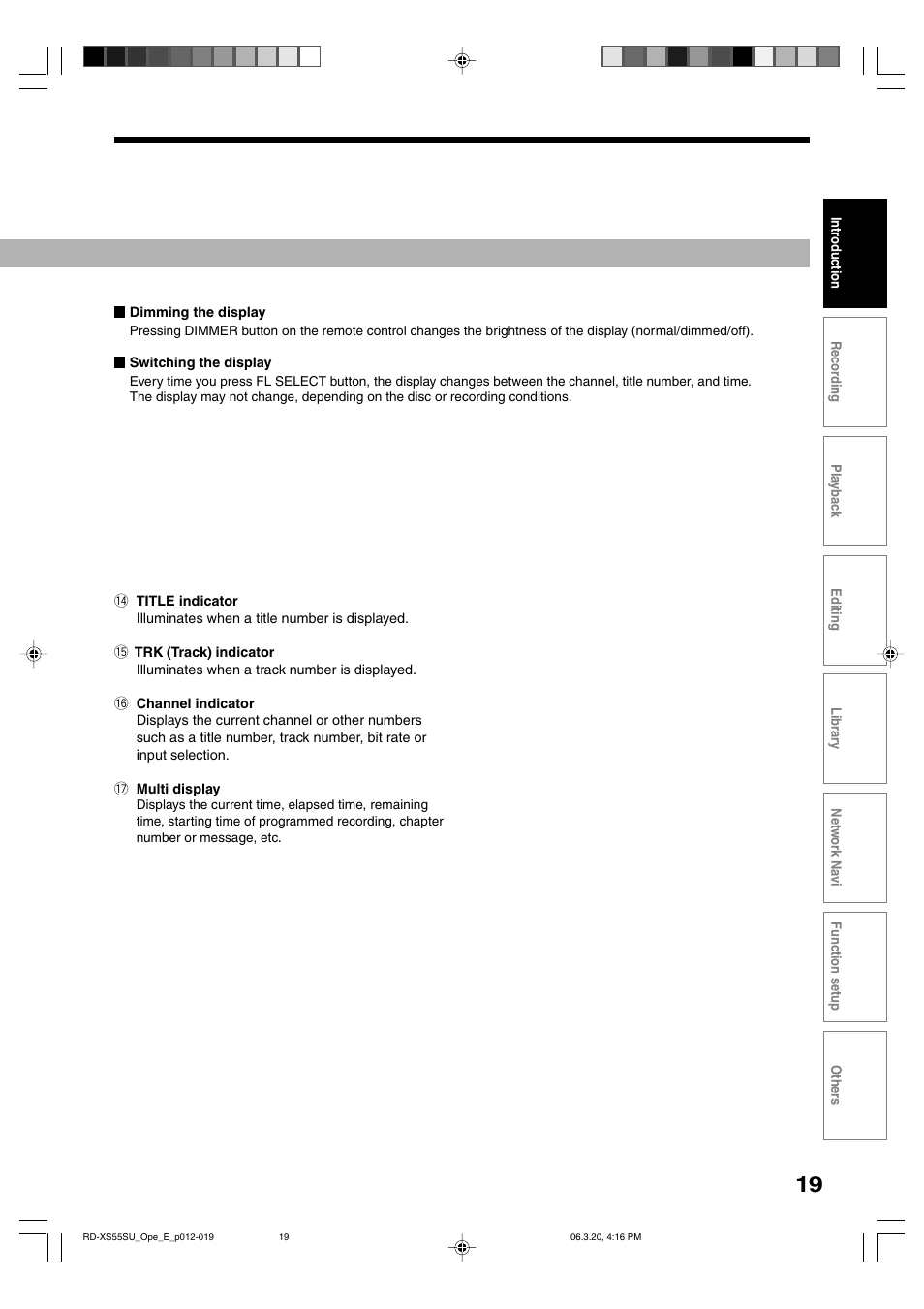 Toshiba RD-XS55KU User Manual | Page 19 / 199
