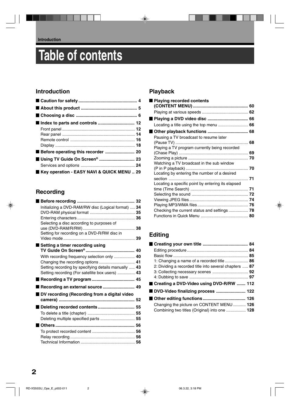 Toshiba RD-XS55KU User Manual | Page 2 / 199