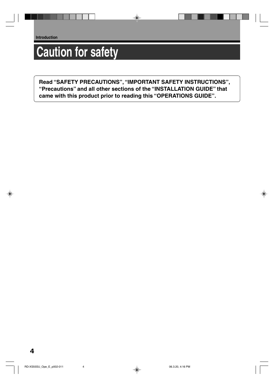 Caution for safety | Toshiba RD-XS55KU User Manual | Page 4 / 199