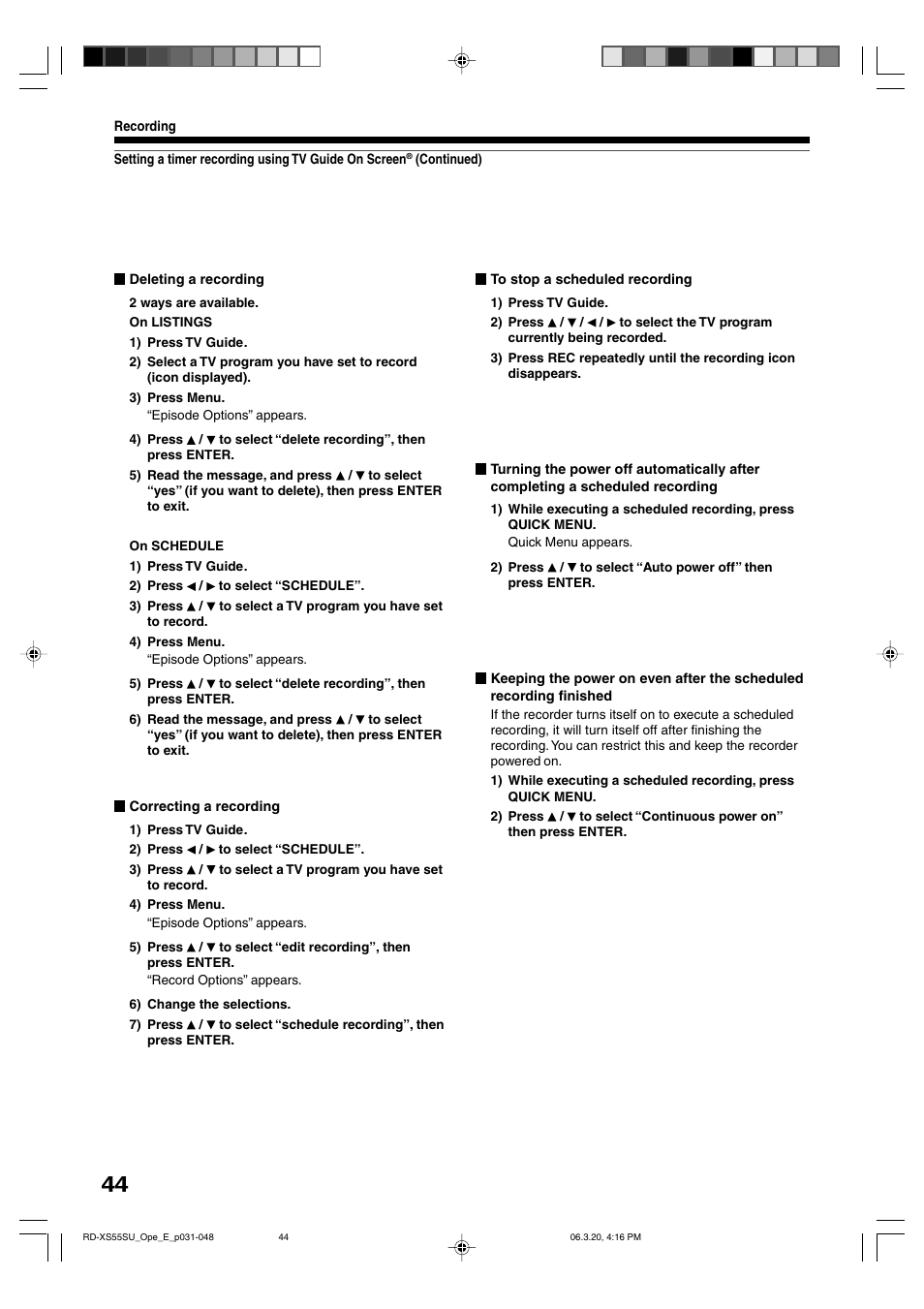 Toshiba RD-XS55KU User Manual | Page 44 / 199