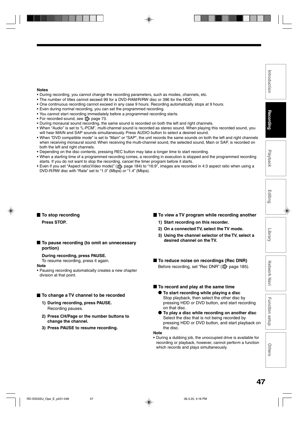 Toshiba RD-XS55KU User Manual | Page 47 / 199
