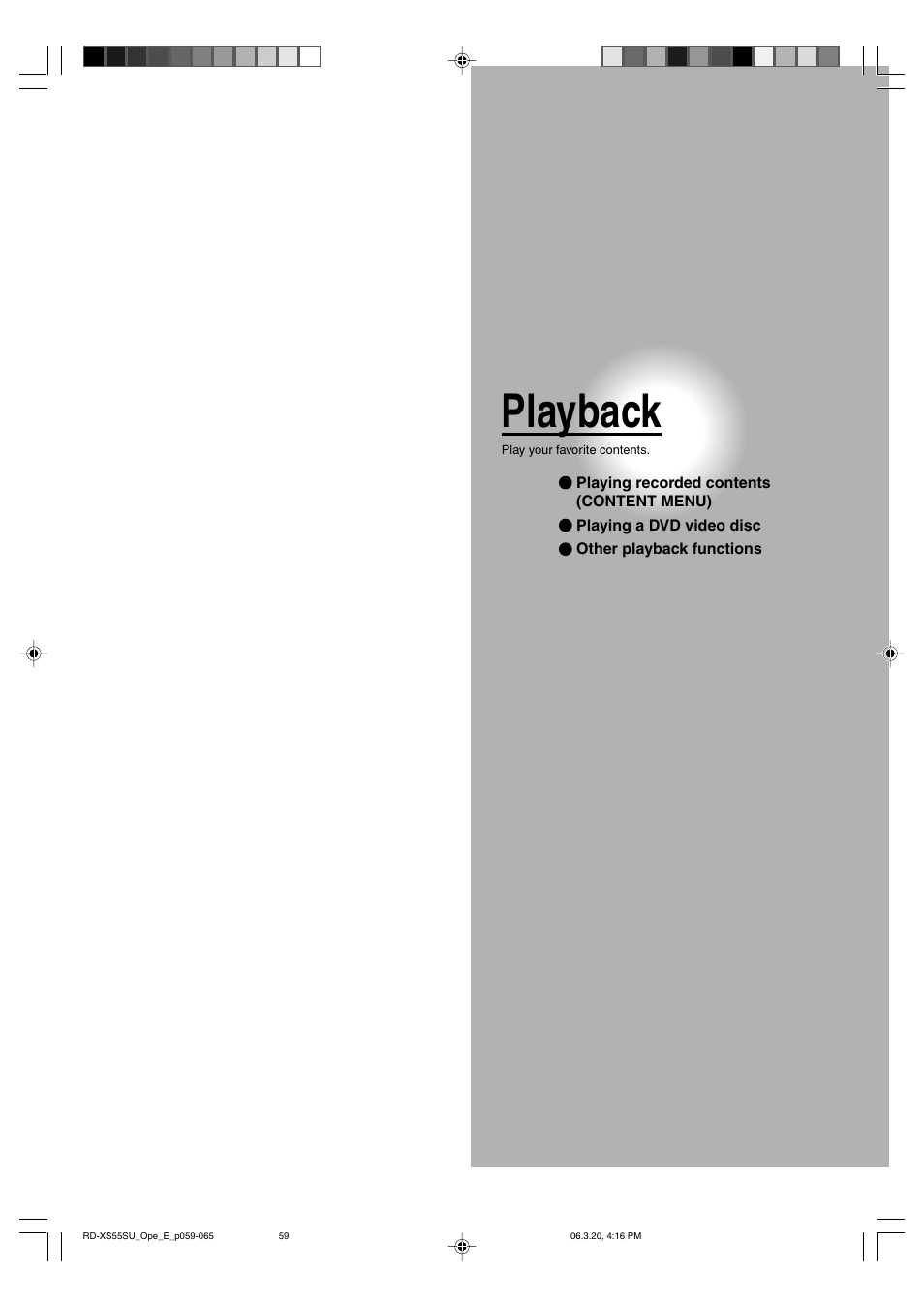 Playback | Toshiba RD-XS55KU User Manual | Page 59 / 199