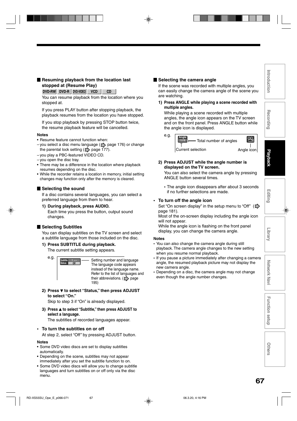 Toshiba RD-XS55KU User Manual | Page 67 / 199