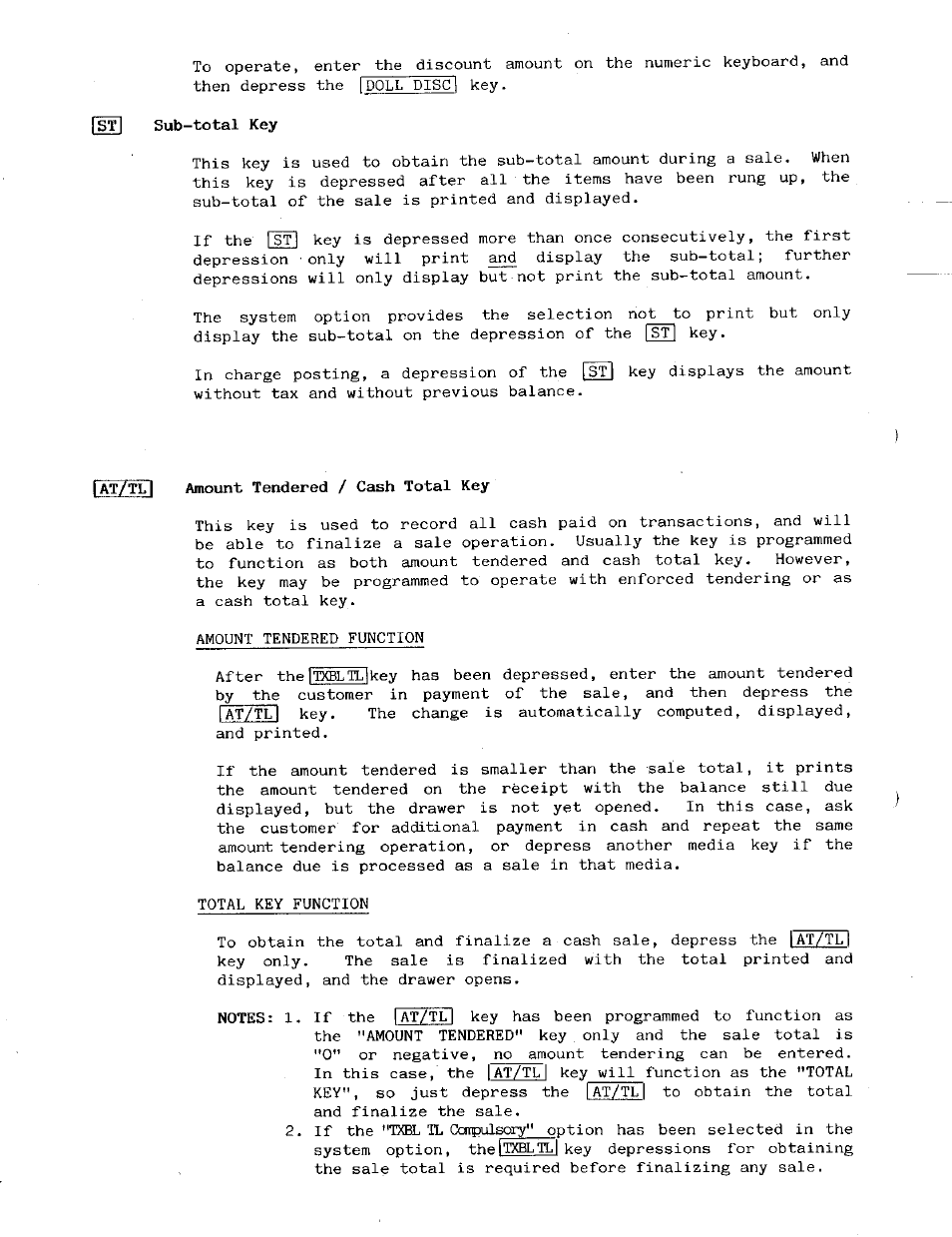 Iat/tl| amount tendered / cash total key | Toshiba MA-141 User Manual | Page 16 / 64