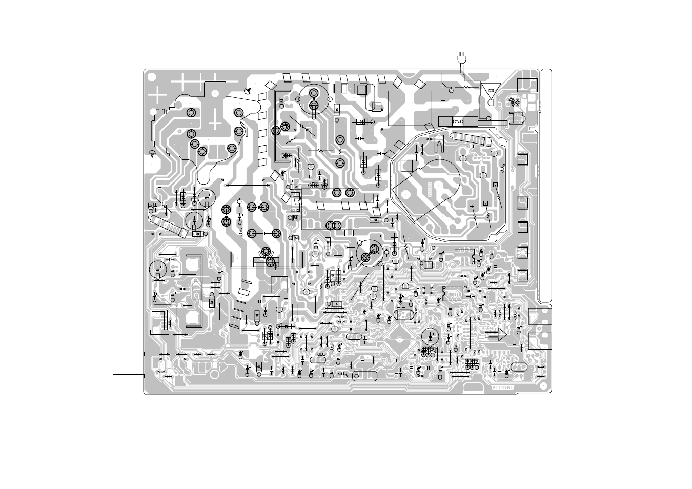 Circuit boards, Printed circuit boards main/crt (inserted parts), Solder side | Toshiba 13A21C User Manual | Page 16 / 30