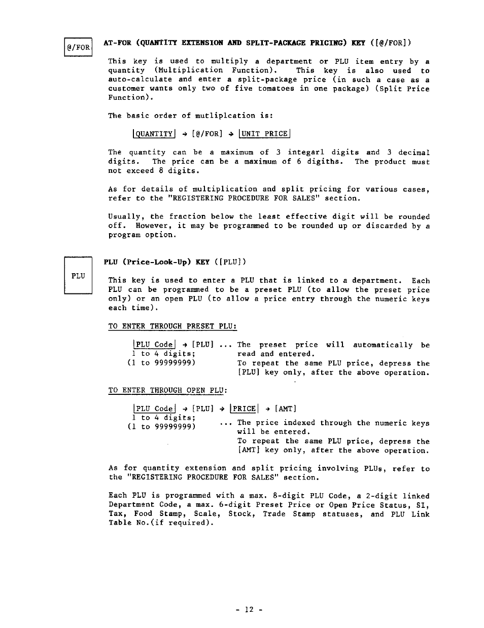 Plu (price-look-up) key ([plu]) | Toshiba MA-1190 User Manual | Page 16 / 98