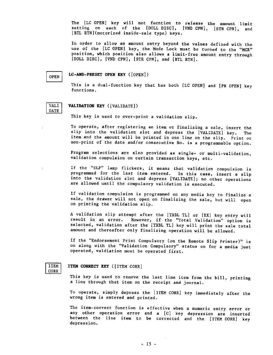 Lc-and-preset open key ([open]) | Toshiba MA-1190 User Manual | Page 19 / 98