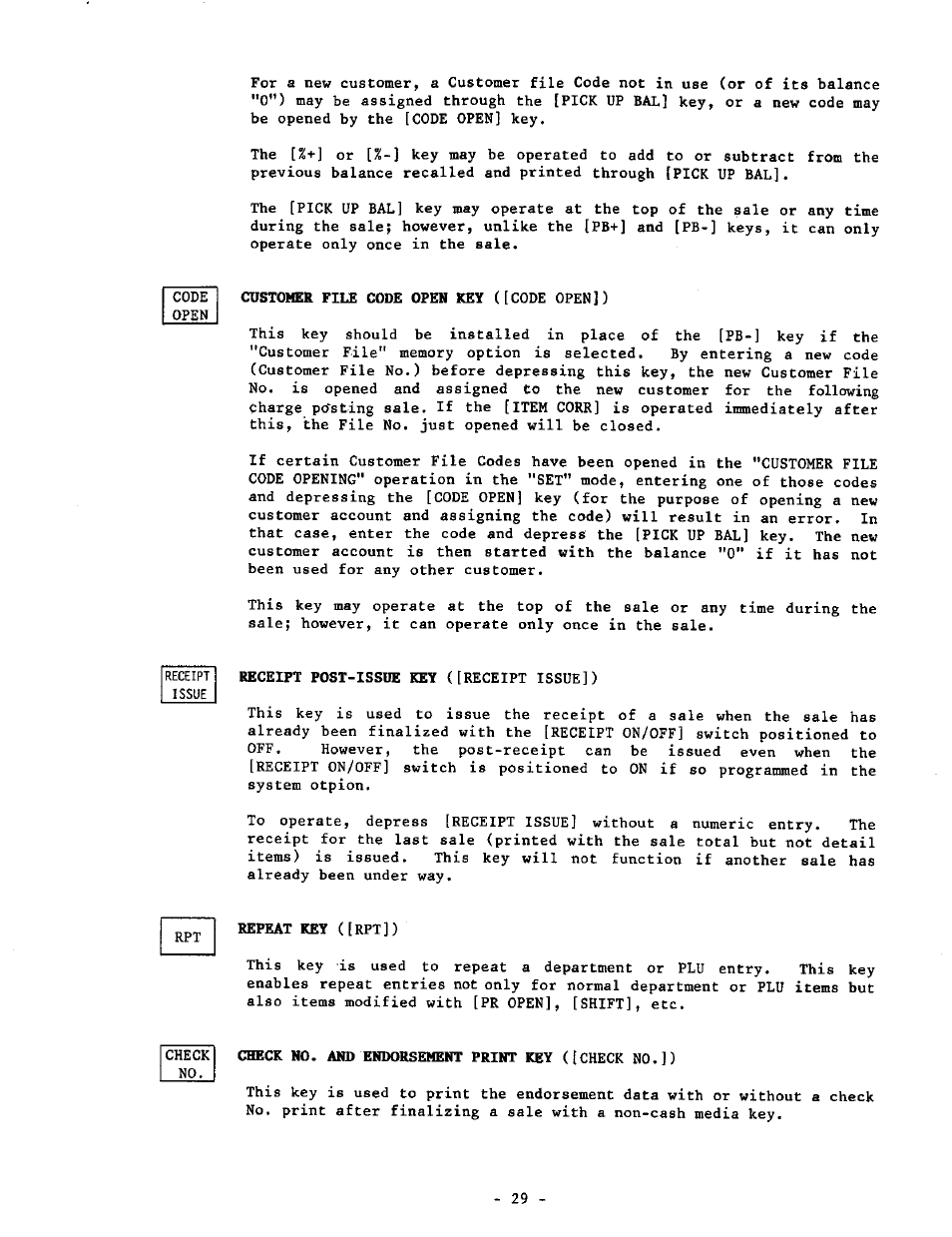 Check no. and endorsement print key ([check no.]) | Toshiba MA-1190 User Manual | Page 33 / 98