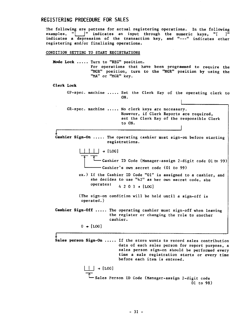 Registering procedure for sales, I i i | Toshiba MA-1190 User Manual | Page 35 / 98