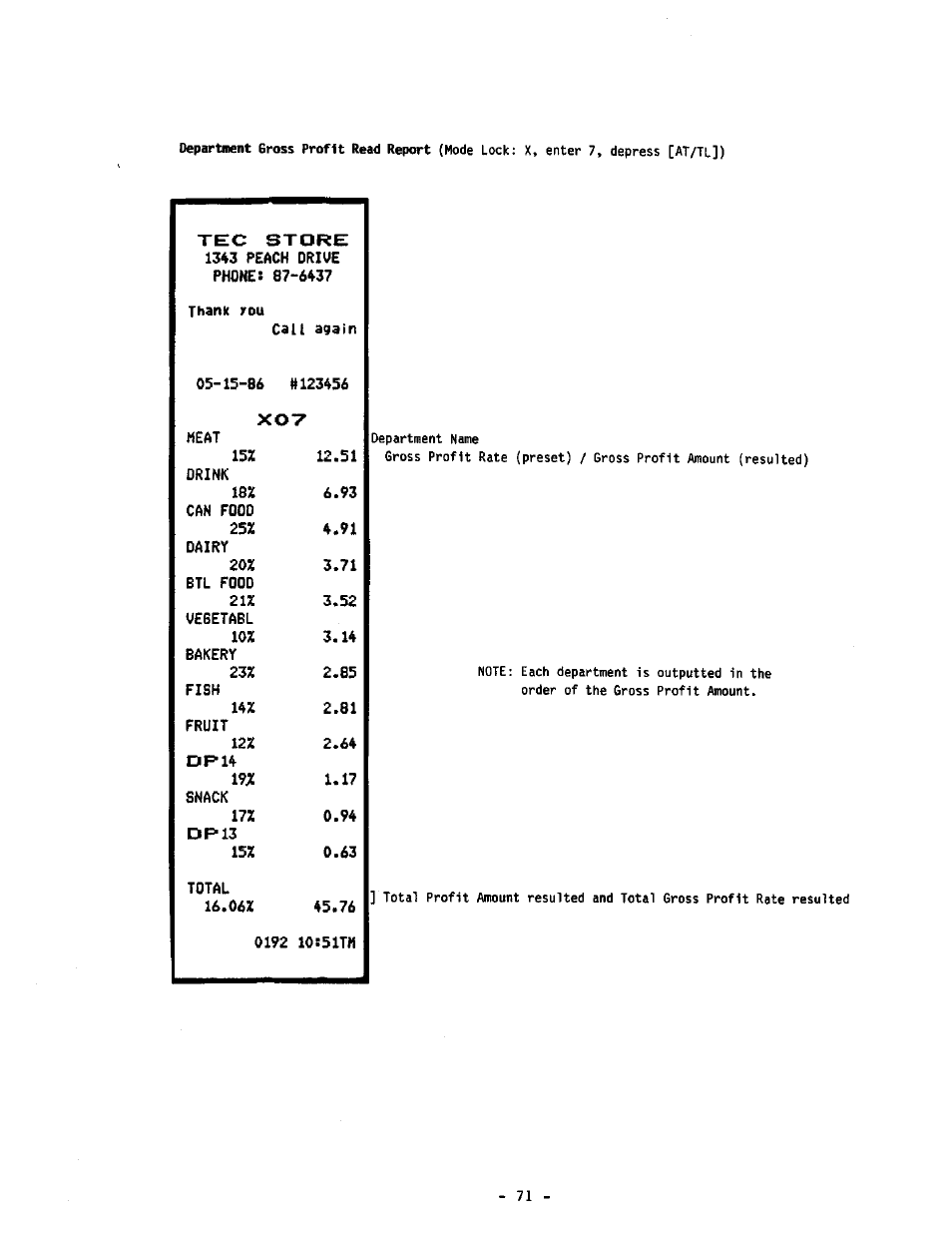 Tec store 1343 peach drive phone: 87-6437, Thank xou, Cau again | Toshiba MA-1190 User Manual | Page 75 / 98
