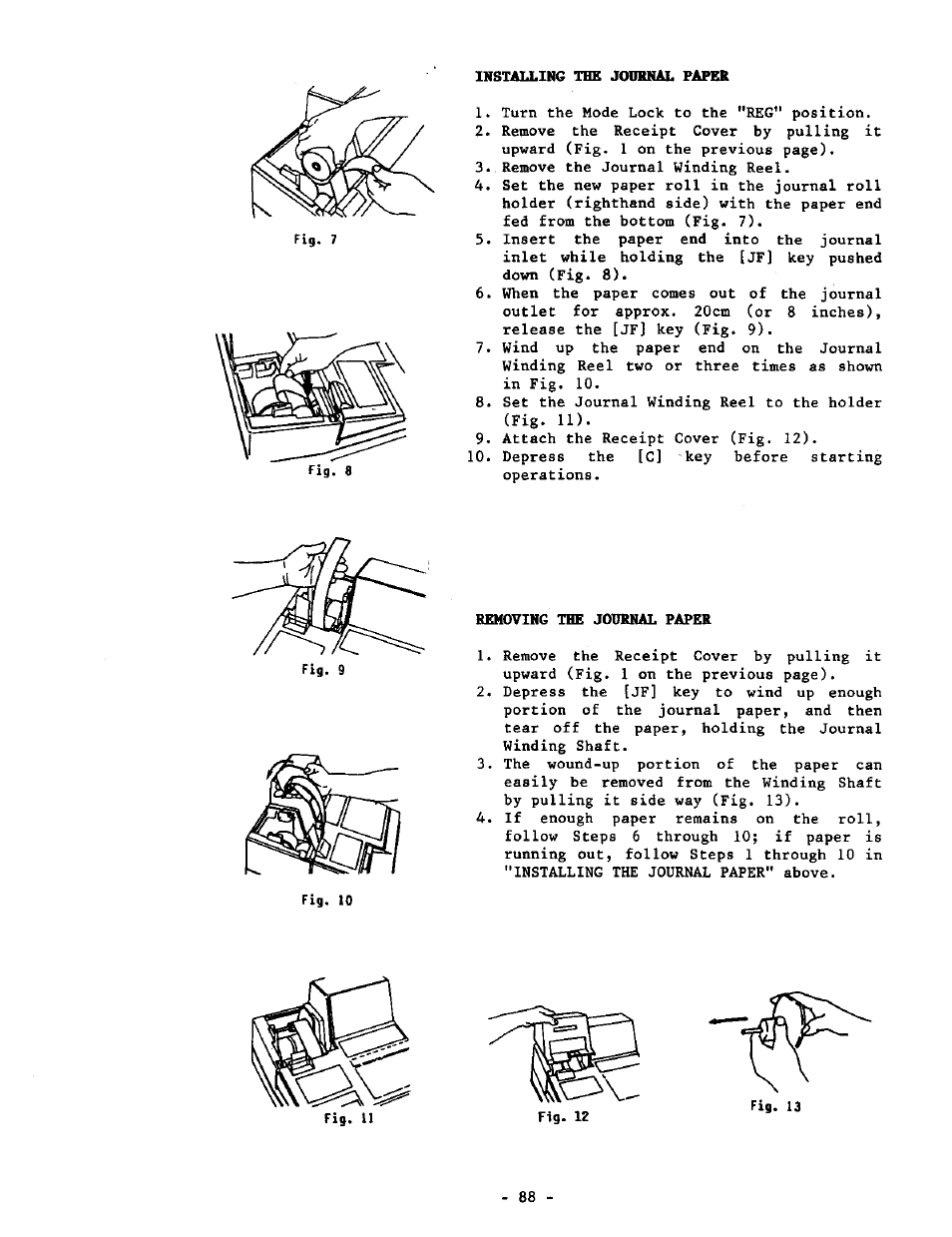 Installing the journal paper, Removing the journal paper | Toshiba MA-1190 User Manual | Page 92 / 98