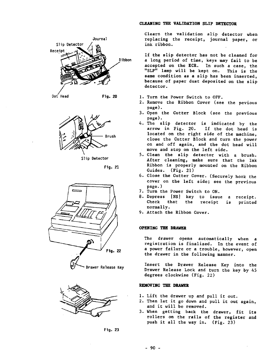 Opening the drawer, Removing the drawer | Toshiba MA-1190 User Manual | Page 94 / 98
