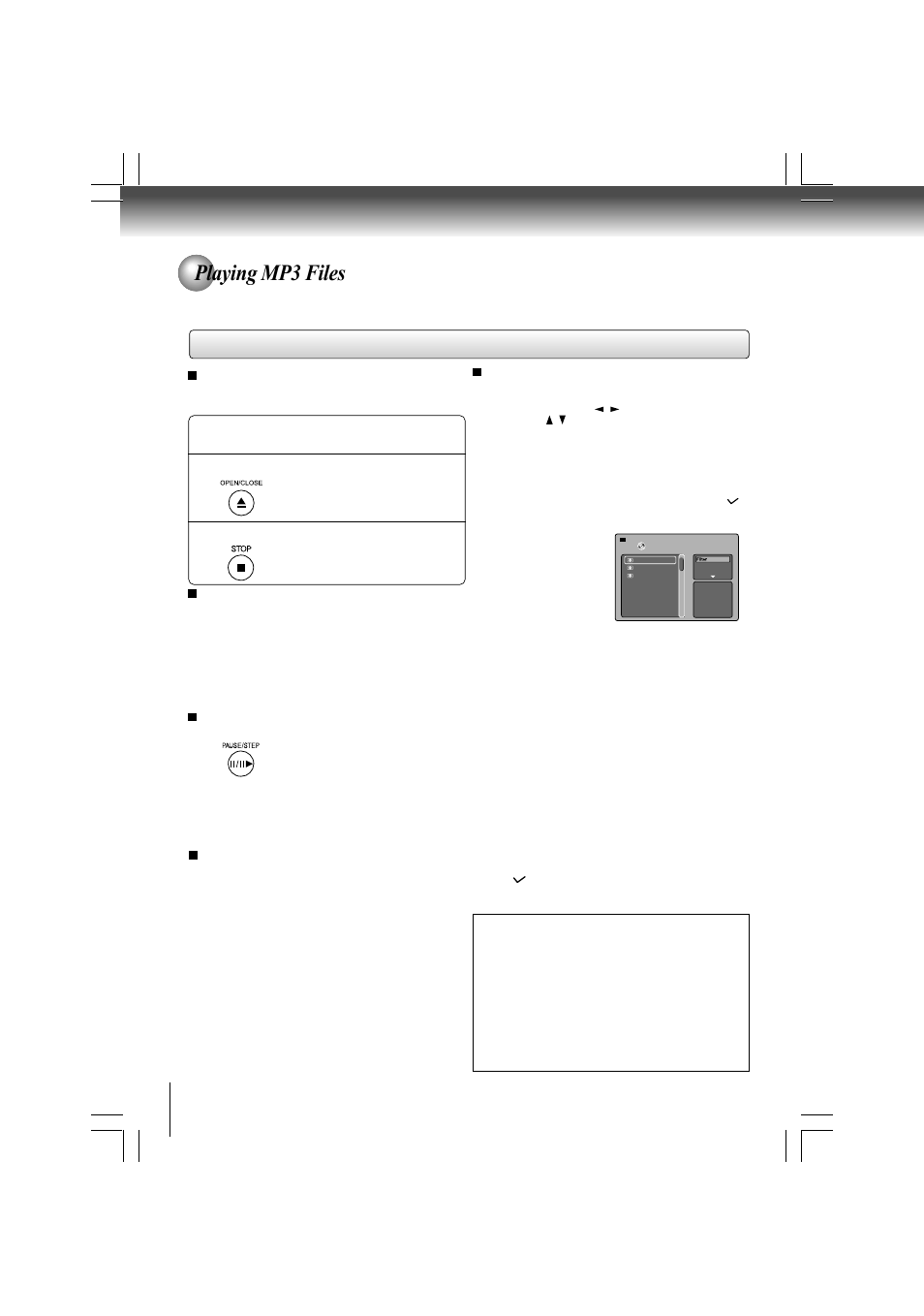 Playing mp3 files | Toshiba SD-480EKE User Manual | Page 28 / 40