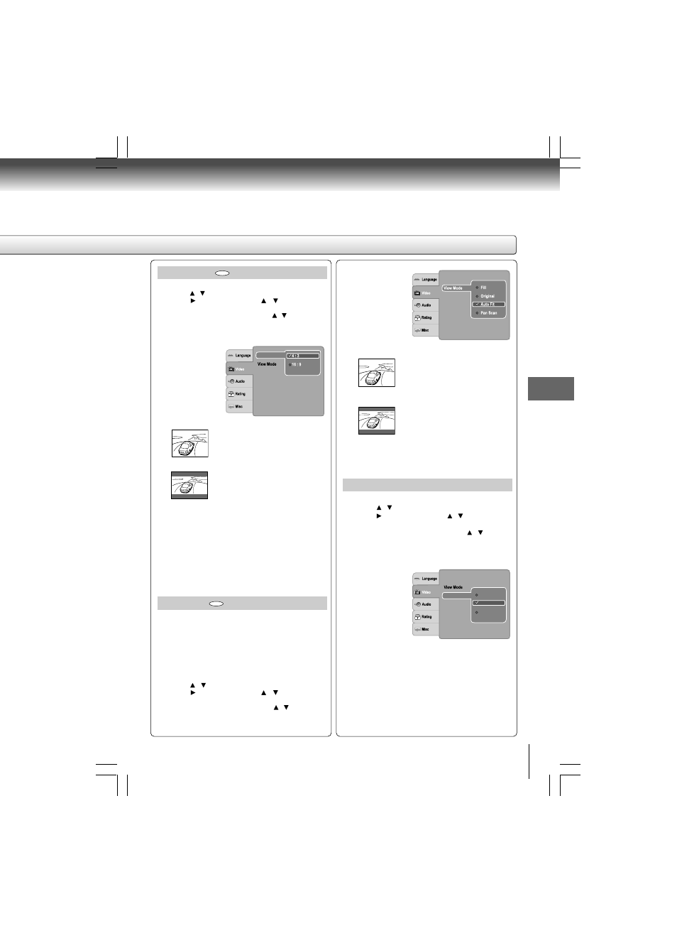Aspect ratio, View mode, Tv system | Toshiba SD-480EKE User Manual | Page 33 / 40