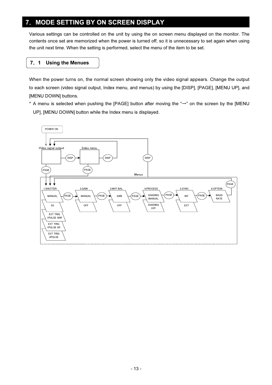 7' ' ' 'mode setting by on screen display | Toshiba IK-TF2 User Manual | Page 13 / 32