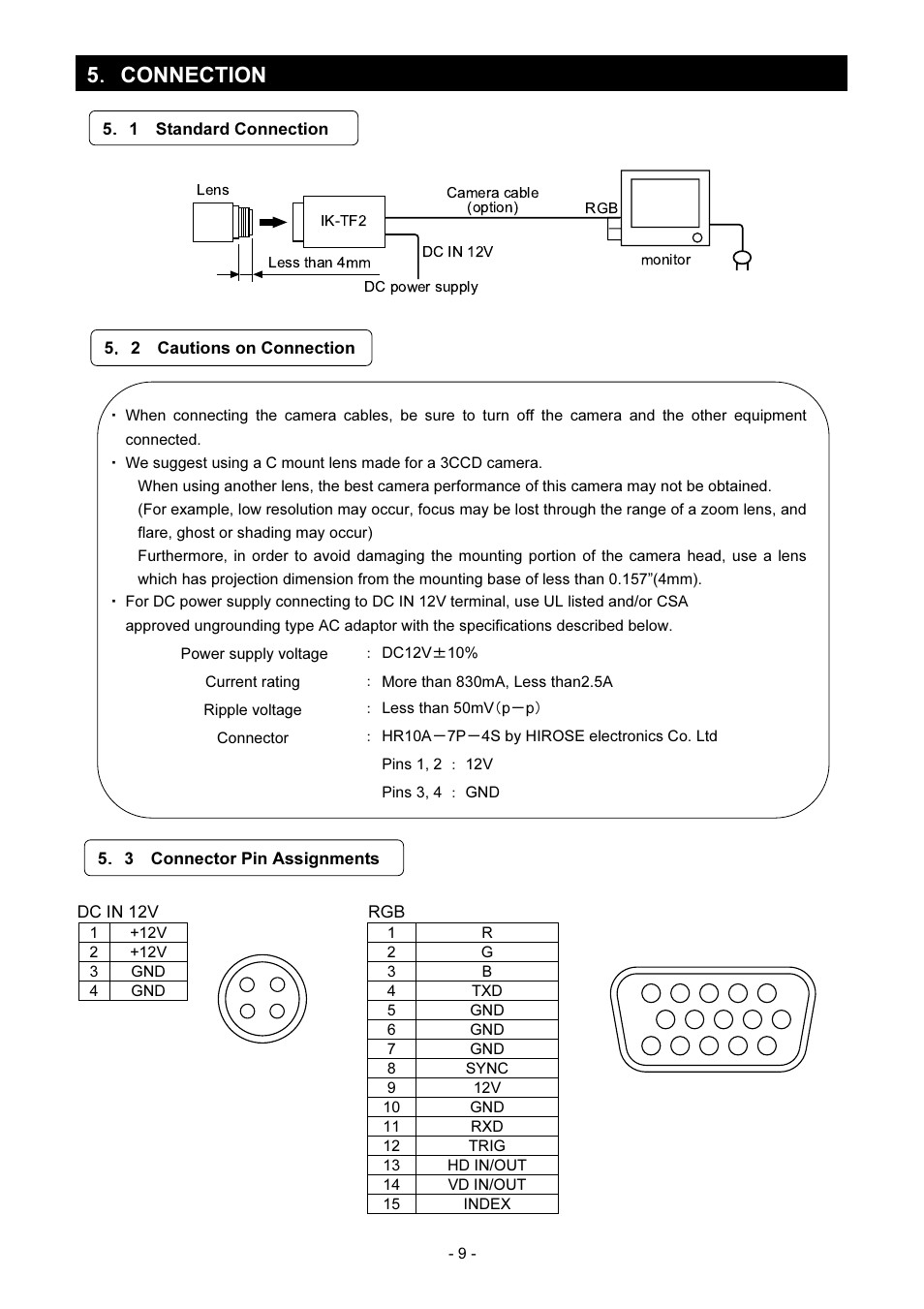 5' ' ' 'connection | Toshiba IK-TF2 User Manual | Page 9 / 32