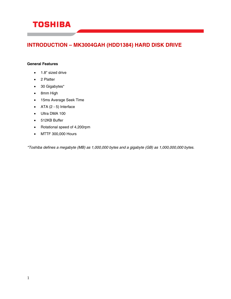 Introduction – mk3004gah (hdd1384) hard disk drive | Toshiba MK3004GAH User Manual | Page 3 / 9