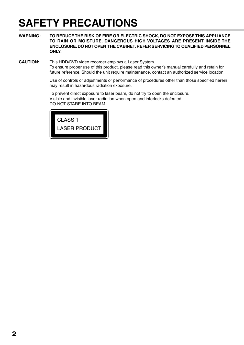 Safety precautions | Toshiba RD-XS32SB User Manual | Page 10 / 239