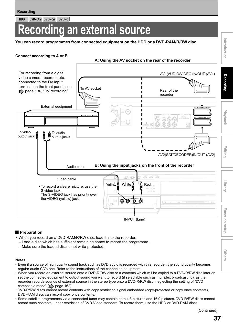 Recording an external source | Toshiba RD-XS32SB User Manual | Page 101 / 239