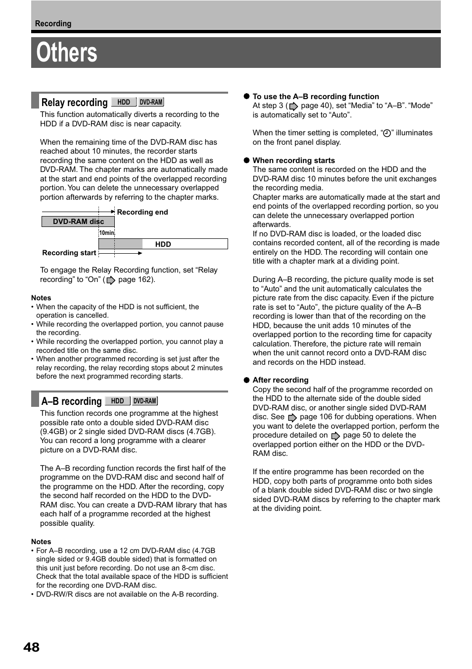 Others, Relay recording, A–b recording | Toshiba RD-XS32SB User Manual | Page 112 / 239