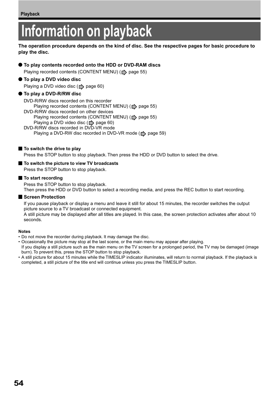 Information on playback | Toshiba RD-XS32SB User Manual | Page 118 / 239