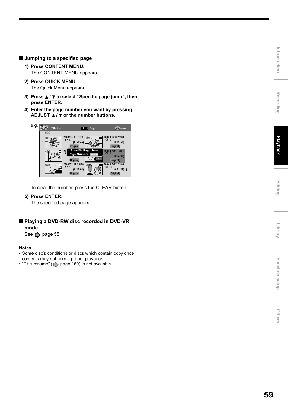 Playing a dvd-rw disc recorded in dvd-vr mode | Toshiba RD-XS32SB User Manual | Page 123 / 239