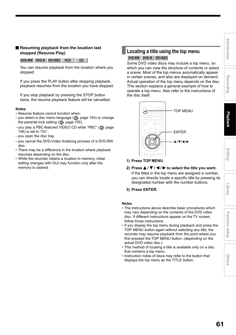 Locating a title using the top menu | Toshiba RD-XS32SB User Manual | Page 125 / 239