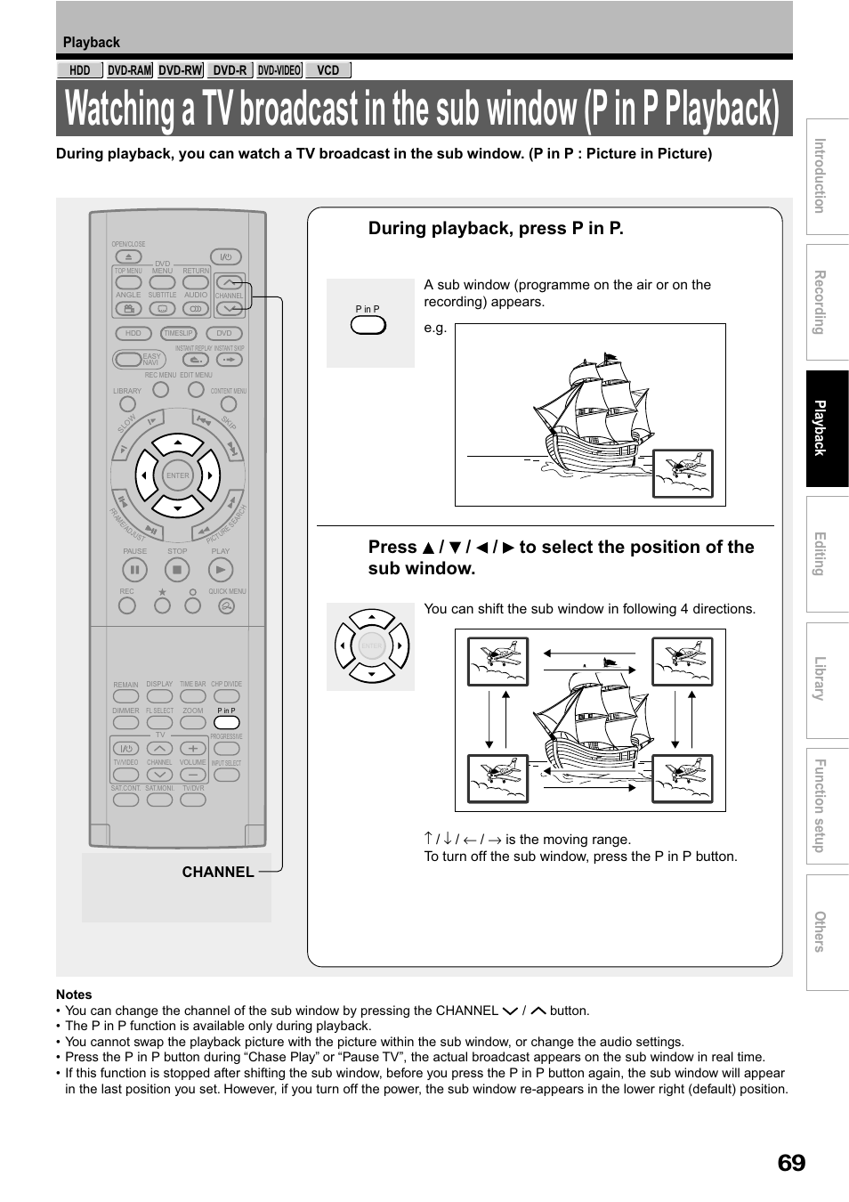 During playback, press p in p | Toshiba RD-XS32SB User Manual | Page 133 / 239