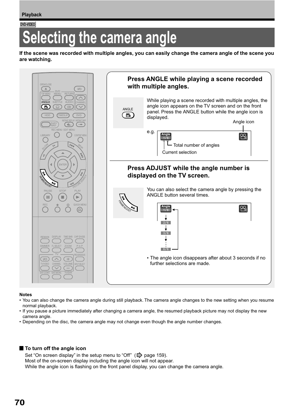 Selecting the camera angle, Playback | Toshiba RD-XS32SB User Manual | Page 134 / 239