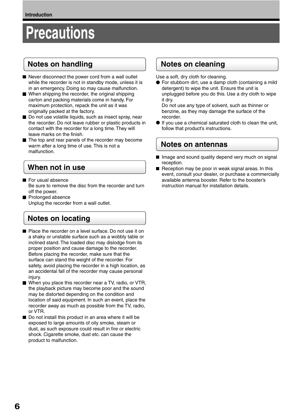 Precautions | Toshiba RD-XS32SB User Manual | Page 14 / 239