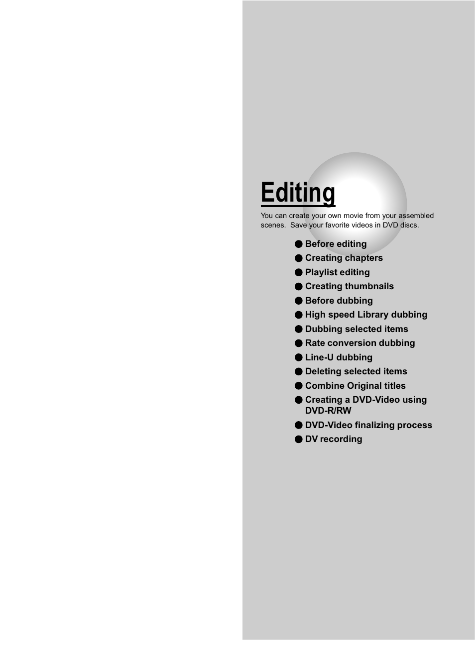 Editing | Toshiba RD-XS32SB User Manual | Page 149 / 239