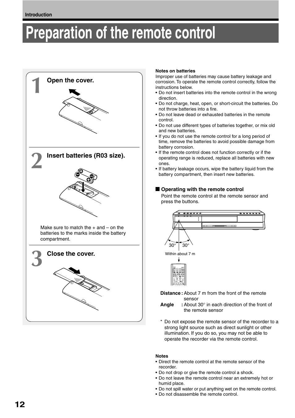 Preparation of the remote control | Toshiba RD-XS32SB User Manual | Page 20 / 239