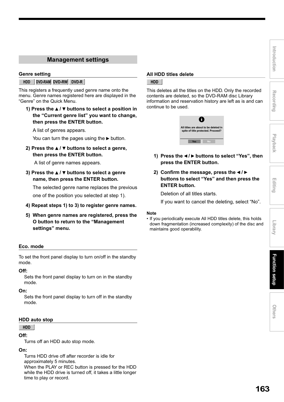 Management settings | Toshiba RD-XS32SB User Manual | Page 227 / 239