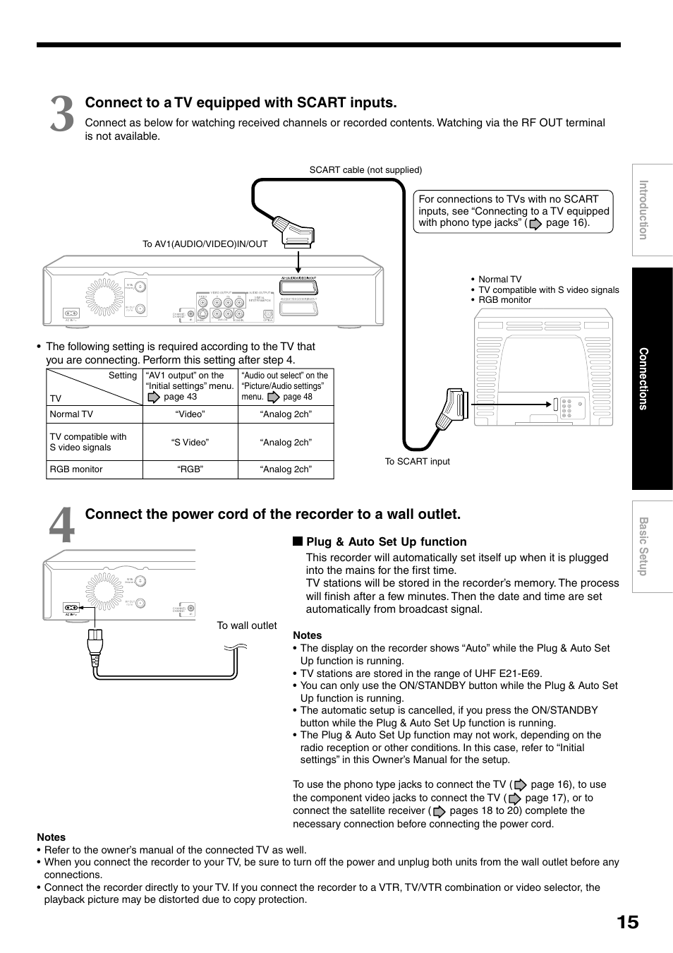 Connect to a tv equipped with scart inputs | Toshiba RD-XS32SB User Manual | Page 23 / 239