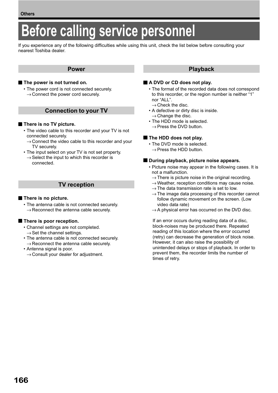 Before calling service personnel | Toshiba RD-XS32SB User Manual | Page 230 / 239