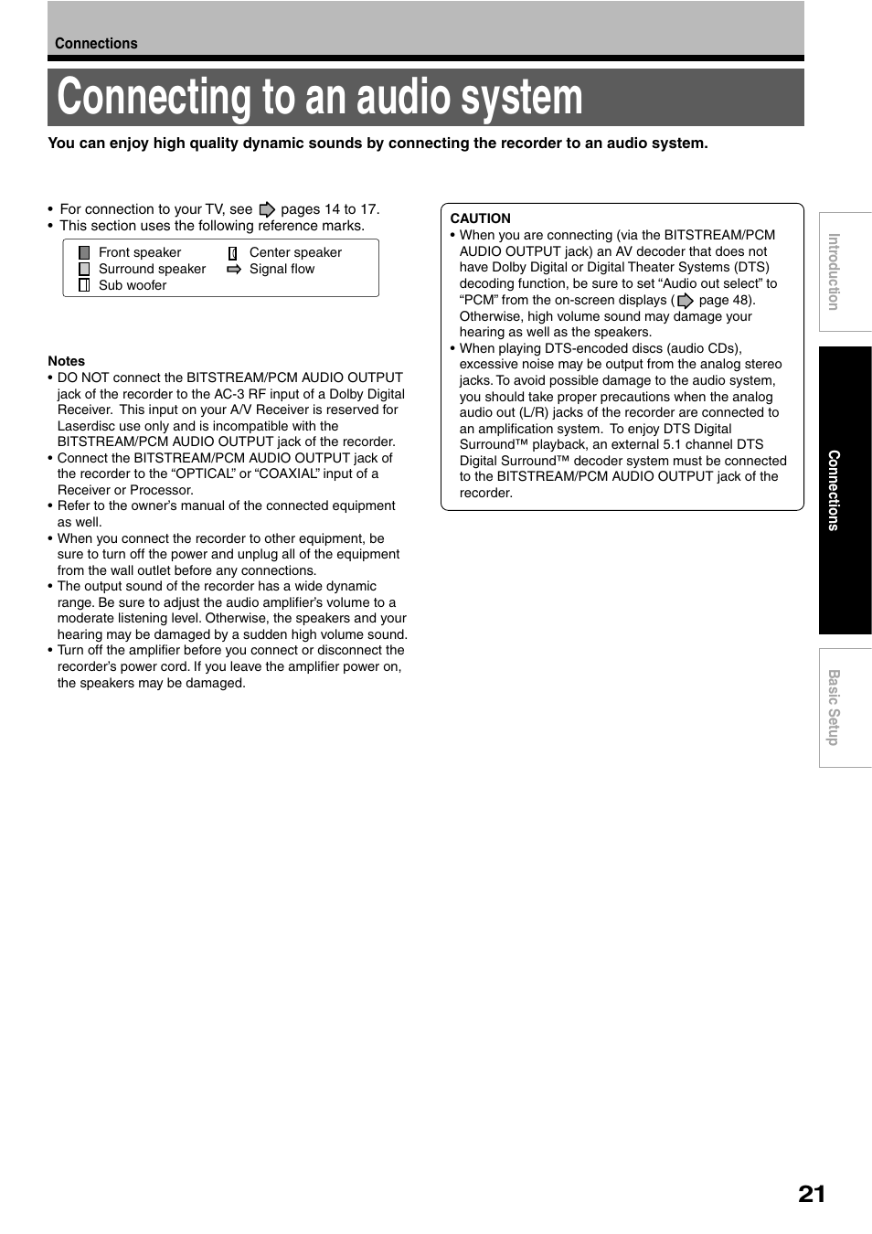 Connecting to an audio system | Toshiba RD-XS32SB User Manual | Page 29 / 239