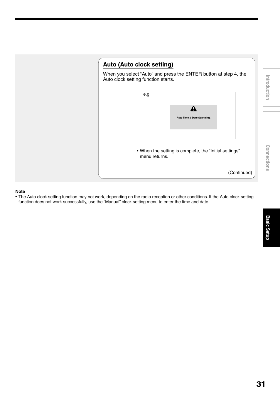 Auto (auto clock setting) | Toshiba RD-XS32SB User Manual | Page 39 / 239