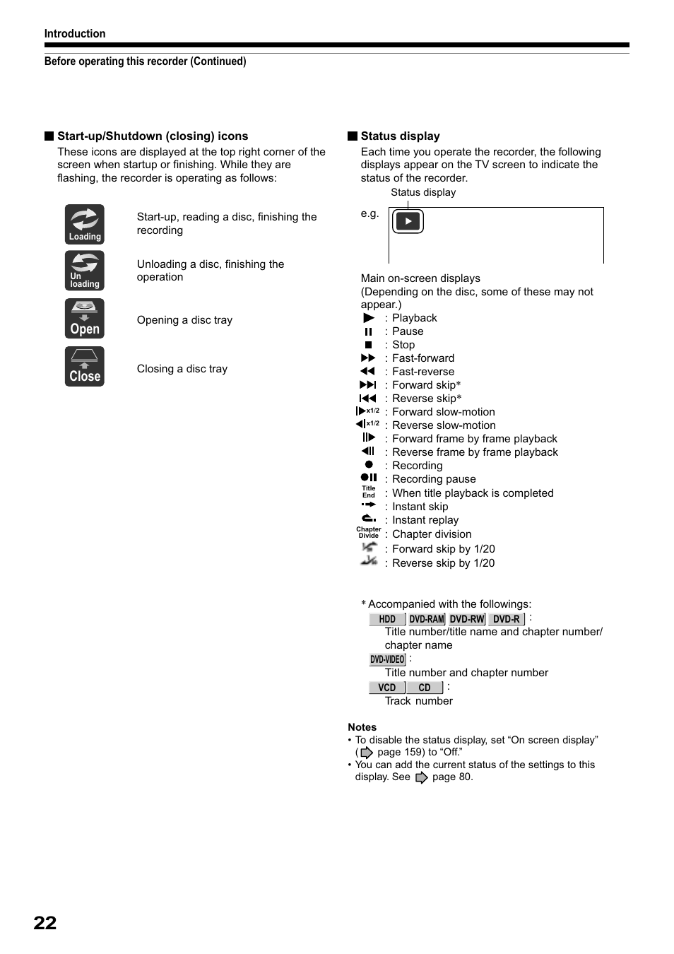 Open, Close | Toshiba RD-XS32SB User Manual | Page 86 / 239