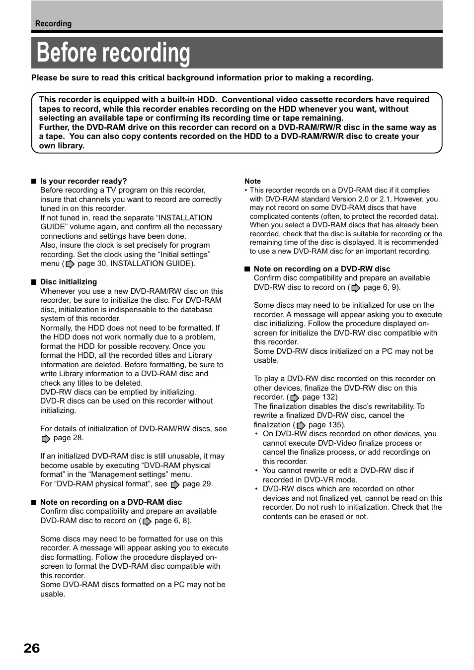 Before recording | Toshiba RD-XS32SB User Manual | Page 90 / 239