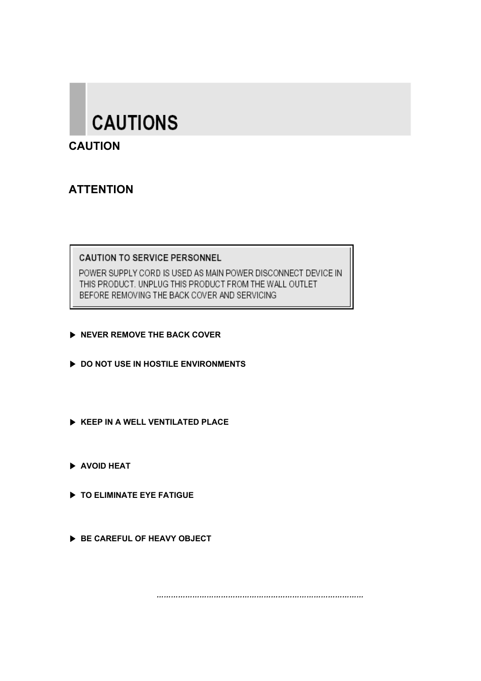 Caution k, Attention n | Toshiba 20RTH User Manual | Page 5 / 31