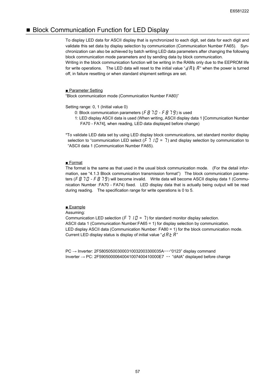 Block communication function for led display | Toshiba TOSVERT VF-S11 User Manual | Page 59 / 68