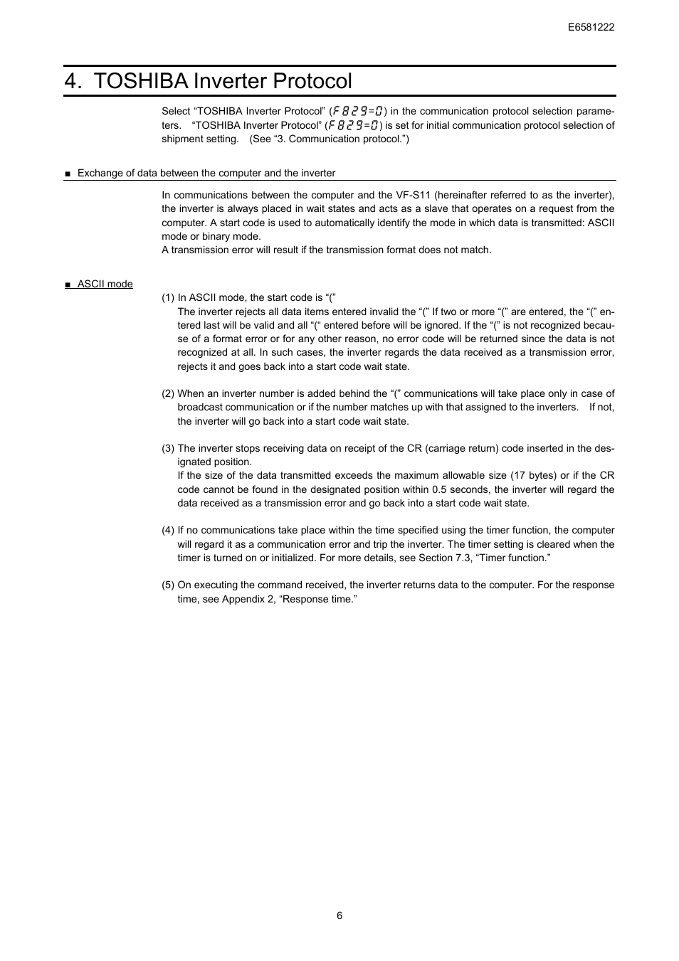 Toshiba inverter protocol | Toshiba TOSVERT VF-S11 User Manual | Page 8 / 68