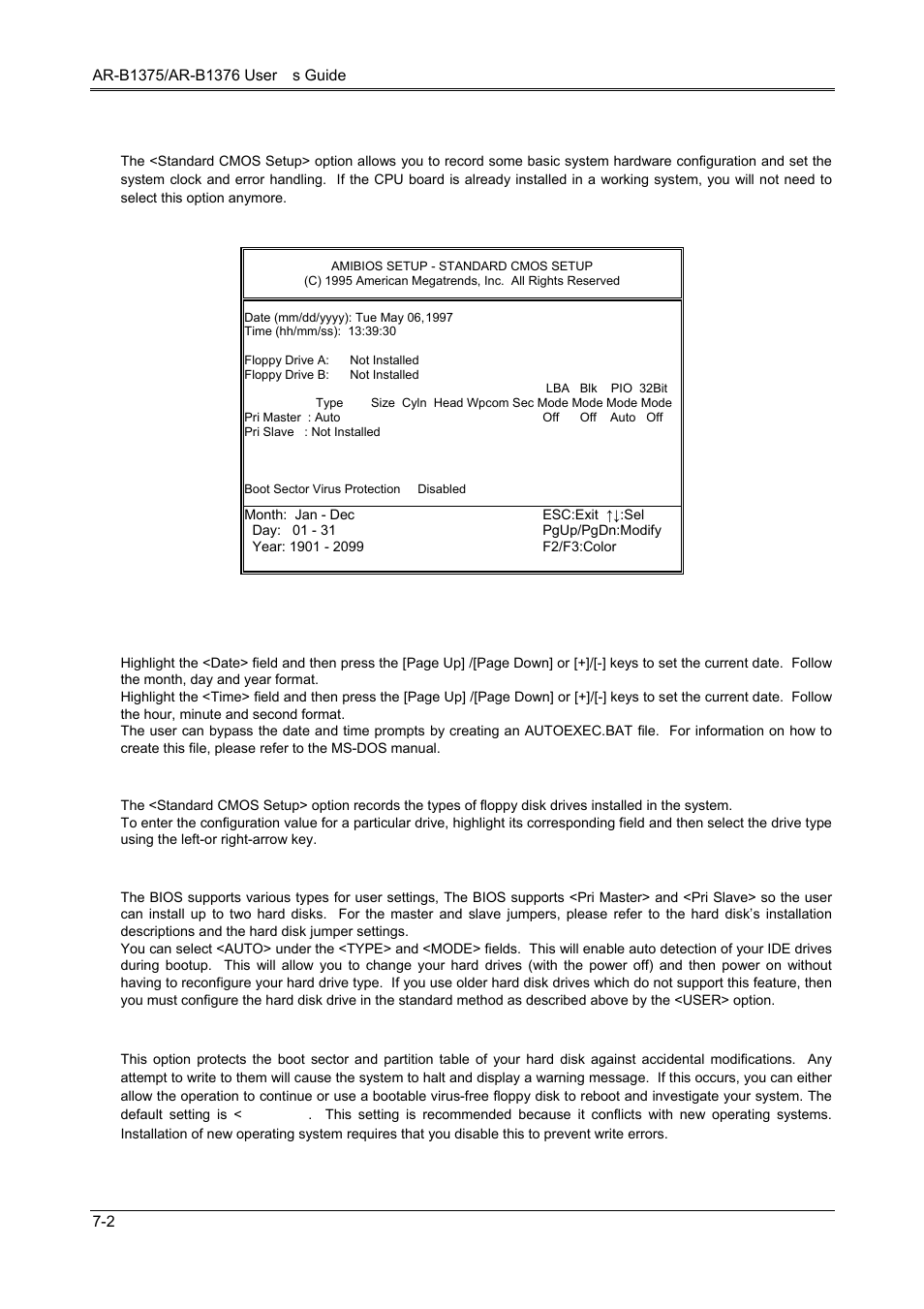 2 standard cmos setup | Toshiba 386SX User Manual | Page 54 / 69