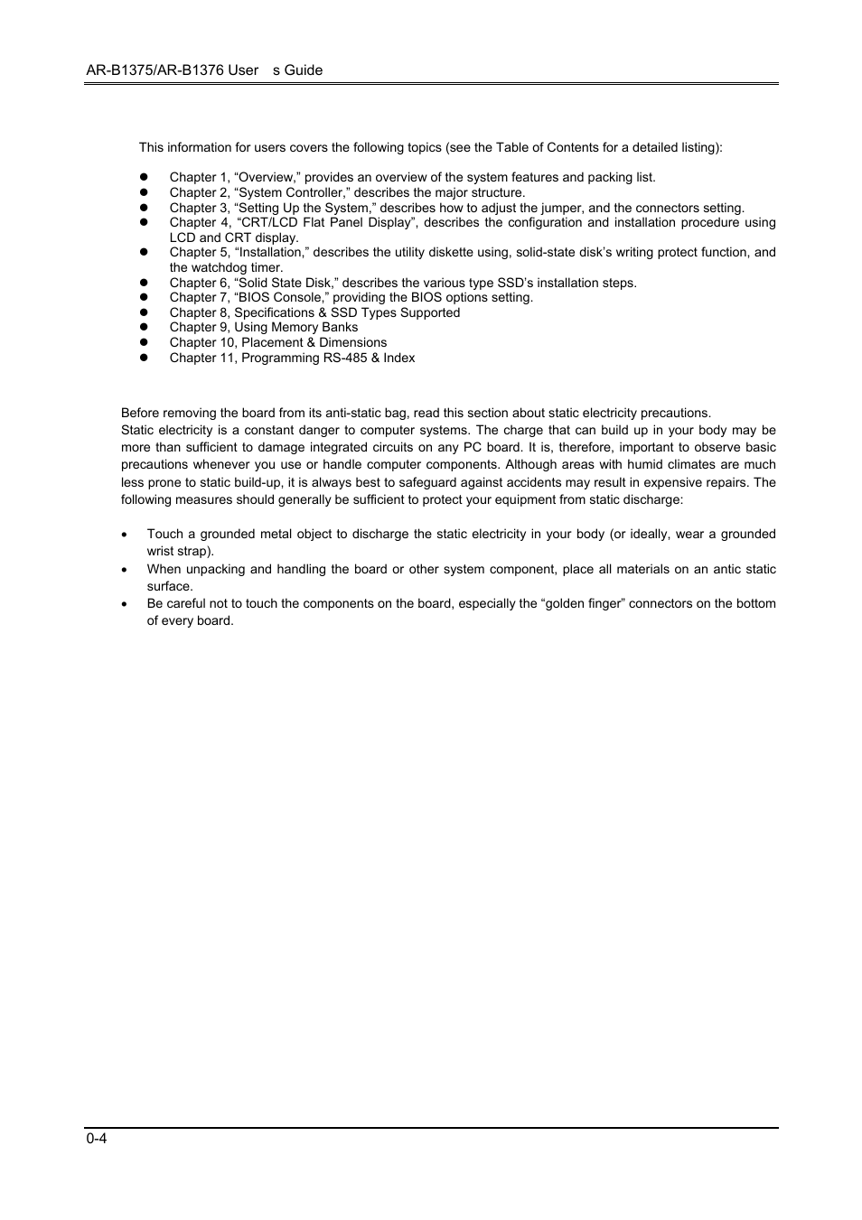 6 organization, 7 static electricity precautions | Toshiba 386SX User Manual | Page 6 / 69